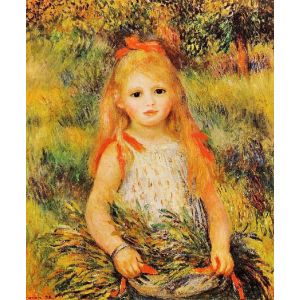 Little Girl with a Spray of Flowers Painting Reproduction