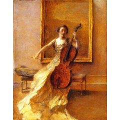 Lady with a Cello Painting Reproduction