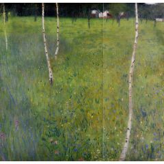 Bauernhaus mit Birken Painting Reproduction