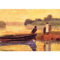 Sunset: Beaching the Boat Painting Reproduction