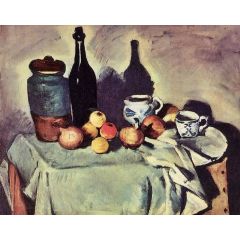 Still Life, Post, Bottle, Cup and Fruit Painting Reproduction