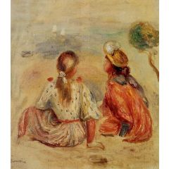 Young Girls on the Beach Painting Reproduction