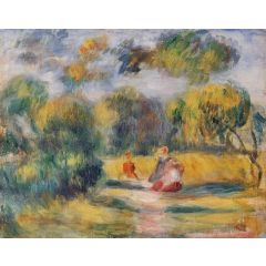 Figures in a Landscape Painting Reproduction