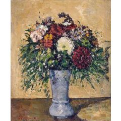 Flowers in a Blue Vase Painting Reproduction