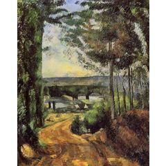 Road, Trees and Lake Painting Reproduction