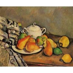 Sugarbowl, Pears and Tablecloth Painting Reproduction
