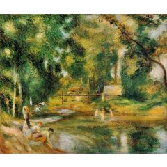 Essoyes Landscape, Washerwoman and Bathers Painting Reproduction