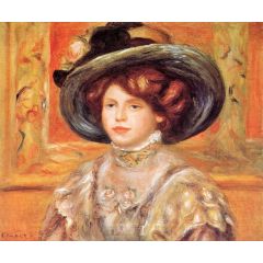 Young Woman in a Blue Hat, also known as Girl in a Flowered Hat Painting Reproduction