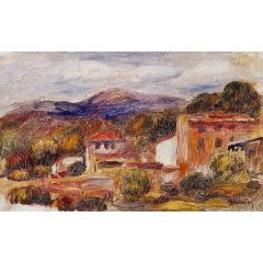 House and Trees with Foothills Painting Reproduction