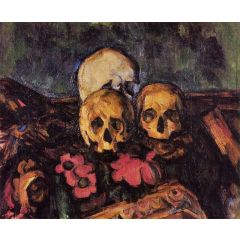 Three Skulls on a Patterned Carpet Painting Reproduction