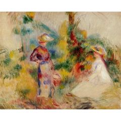 Two Women in a Garden Painting Reproduction