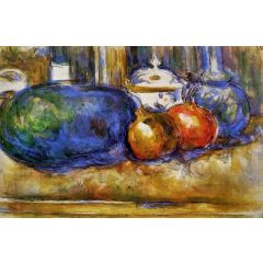 Still Life with Watermelon and Pomegranates Painting Reproduction