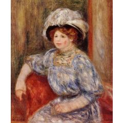 Woman in Blue Painting Reproduction
