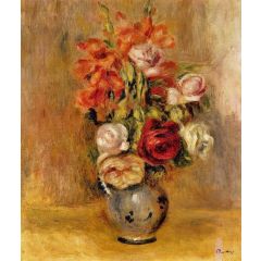 Vase of Gladiolas and Roses Painting Reproduction