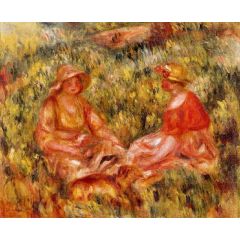 Two Women in the Grass Painting Reproduction