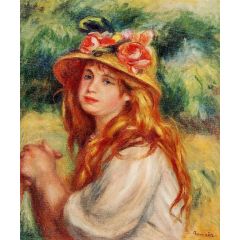 Blond in a Straw Hat, also known as Seated Girl Painting Reproduction