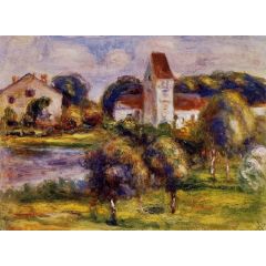 Breton Landscape, Church and Orchard Painting Reproduction