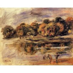 Fishermen by a Lake Painting Reproduction