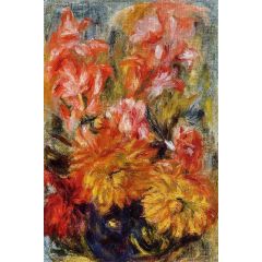 Gladiolas in a Blue Vase Painting Reproduction
