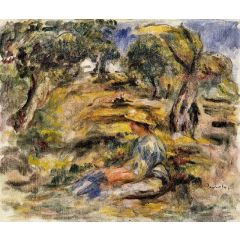 Seated Woman in Blue Painting Reproduction