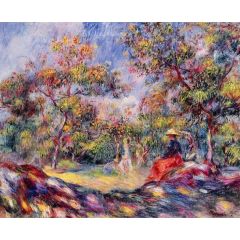 Woman in a Landscape Painting Reproduction