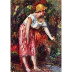 Woman in a Straw Hat Painting Reproduction