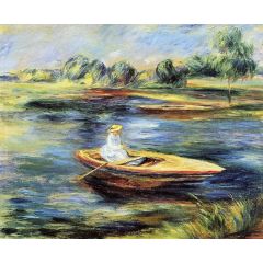 Young Woman Seated in a Rowboat Painting Reproduction