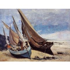 Fishing Boats on the Deauville Beach Painting Reproduction