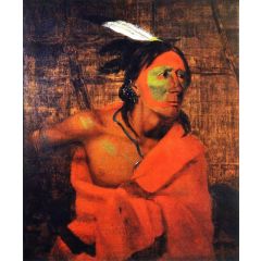 Winnebago, Wa-kon-chi-hi-re-ga in a Bark Lodge Painting Reproduction