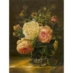Still-Life with Flowers in a Crystal Vase Painting Reproduction