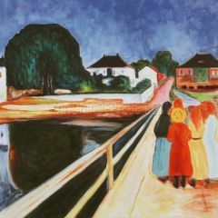 Girls on the Bridge Painting Reproduction