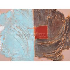 Sky-blue Mixed with Brown, Red Mixed Media Art