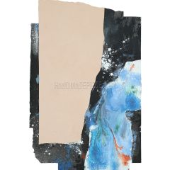 Khaki, Blue, Black Mixed Media Art