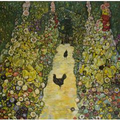 Garden with Roosters Painting Reproduction