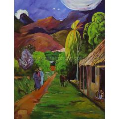 Road in Tahiti Painting Reproduction