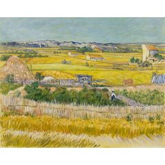 Harvest Landscape with Blue Cart Painting Reproduction