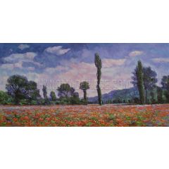 Poppy Field in Giverny Painting Reproduction