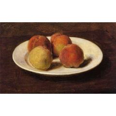 Still Life of Four Peaches Painting Reproduction