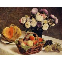 Flowers and Fruit, a Melon Painting Reproduction