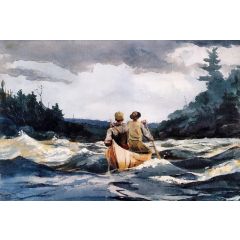 Canoe in the Rapids Painting Reproduction