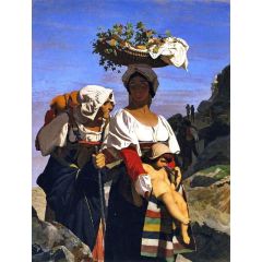 Two Italian Peasant Women and an Infant Painting Reproduction