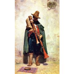 Italian Playing a Doodlesack Painting Reproduction