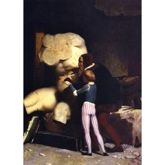 Michelangelo, in His Studio Painting Reproduction