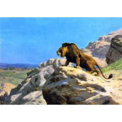 Lion on the Watch Painting Reproduction