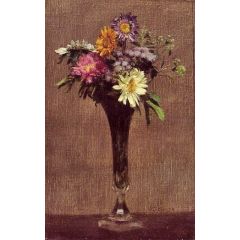 Daisies and Dahlias Painting Reproduction