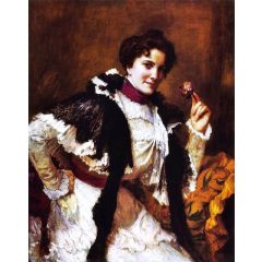 A Woman with a Posy Painting Reproduction