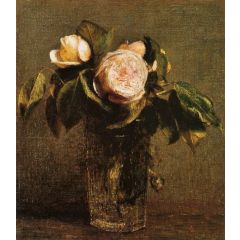 Roses in a Tall Glass Painting Reproduction