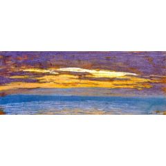 View of the Sea at Sunset Painting Reproduction