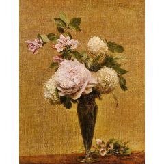 Vase of Peonies and Snowballs Painting Reproduction