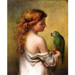 The Princess Prattles to Her Parrot Painting Reproduction